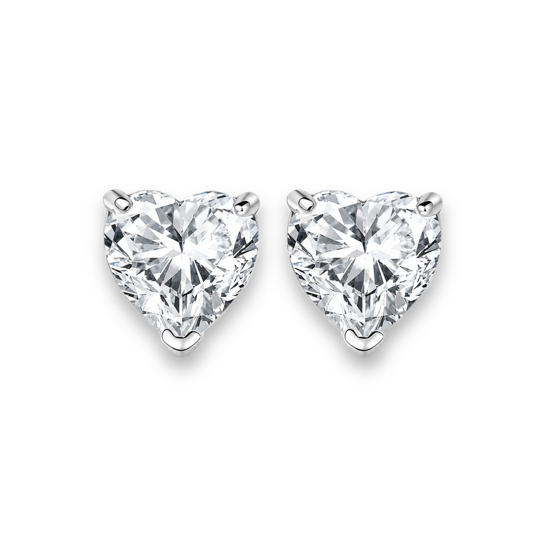 ADORE Heart Cut Moissanite Stud Earrings – 1 Carat Each (6.5mm)
