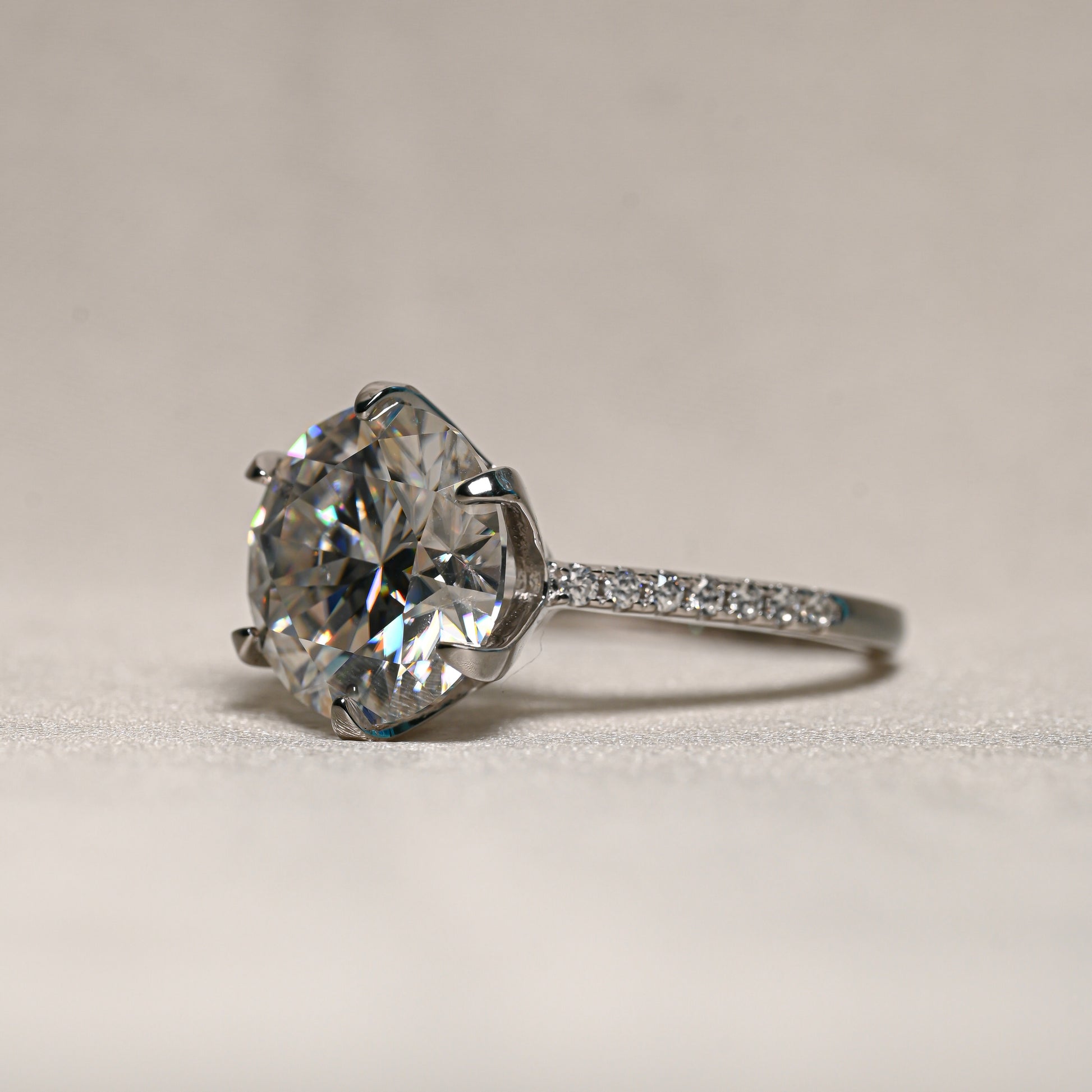ANGELICA 5 Carat Round Brilliant Moissanite Ring in Sterling Silver