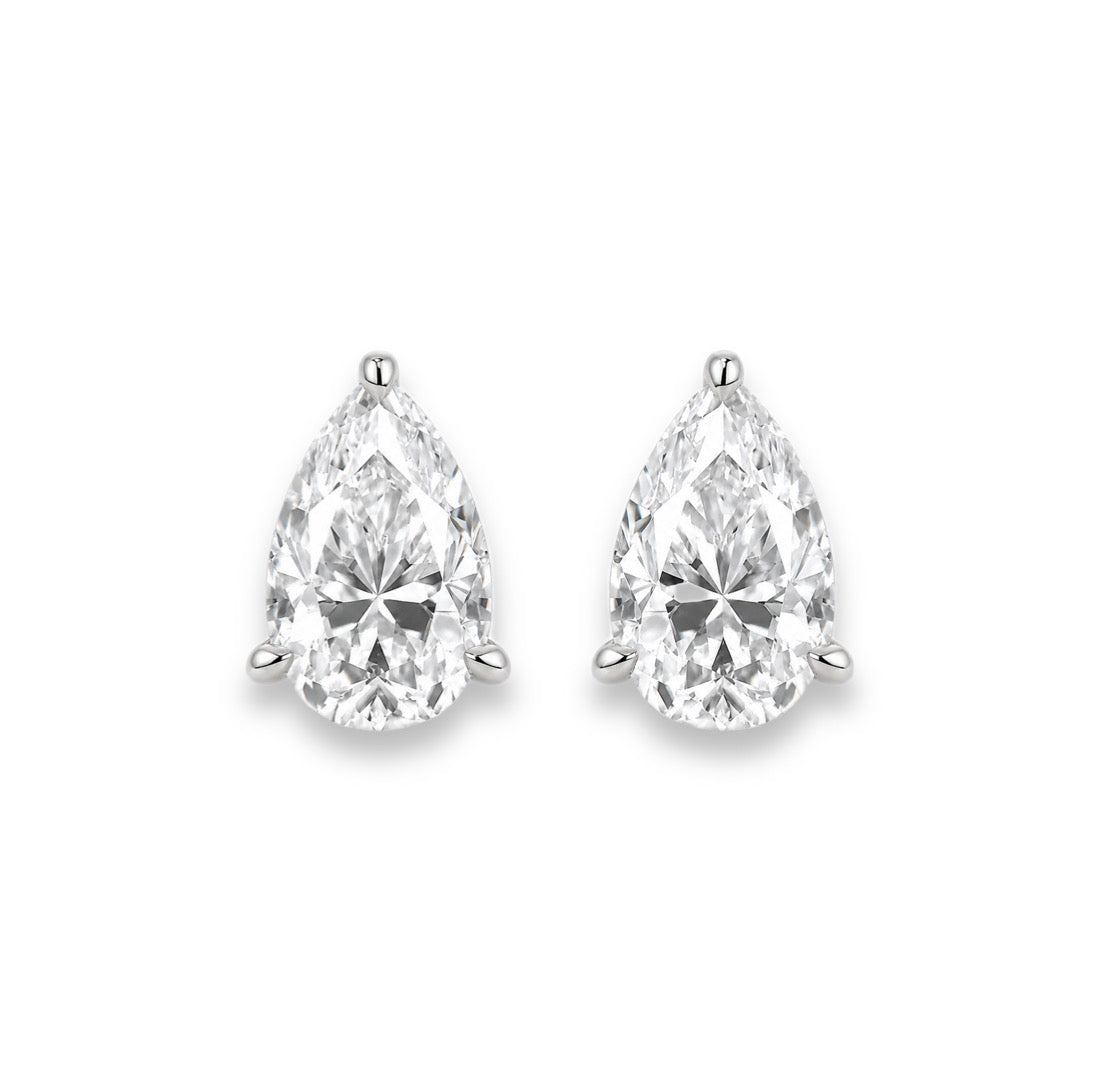 MARINA Pear Cut Moissanite Stud Earrings – 1 Carat Each