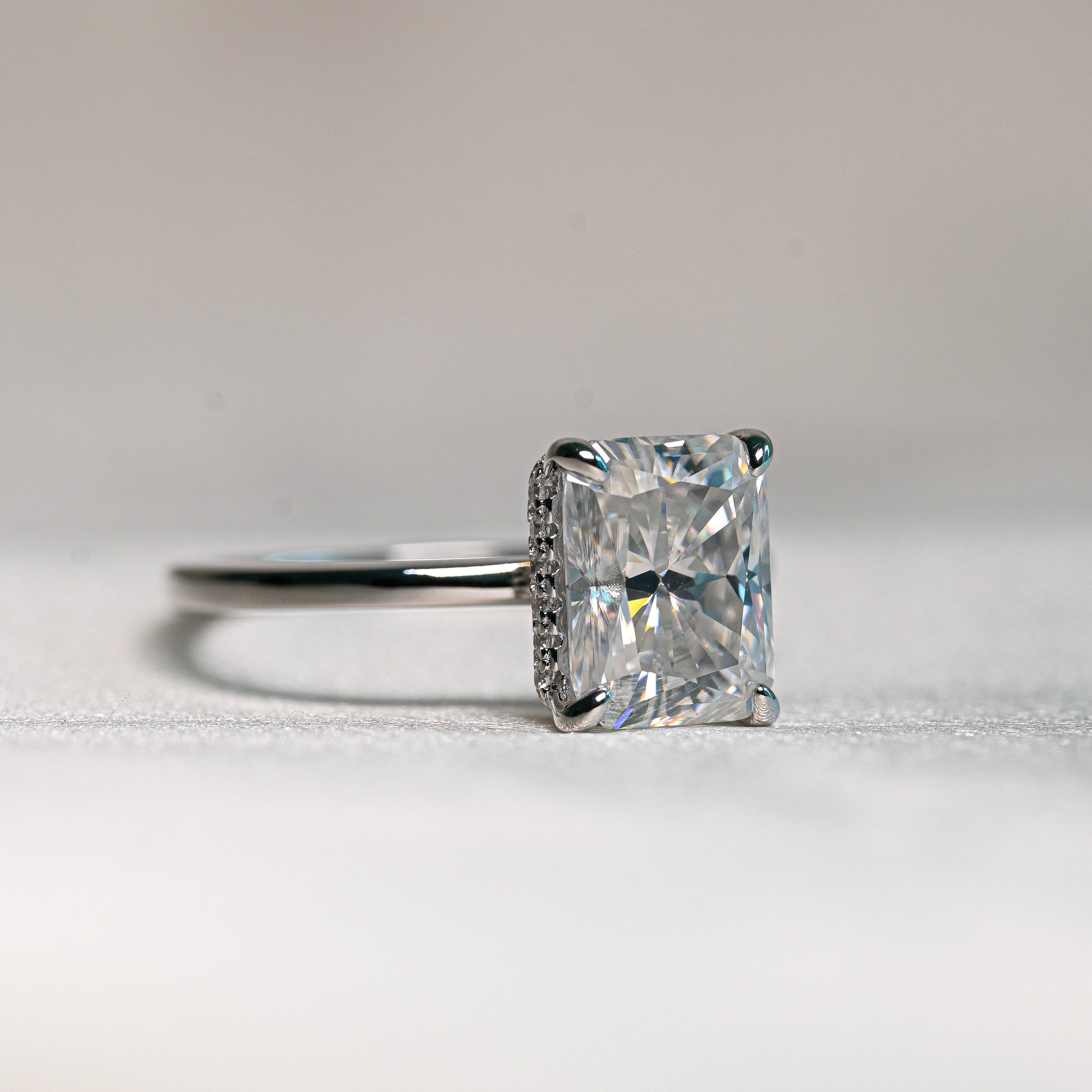 AGATA 3 Carat Radiant-Cut Moissanite Ring in Sterling Silver