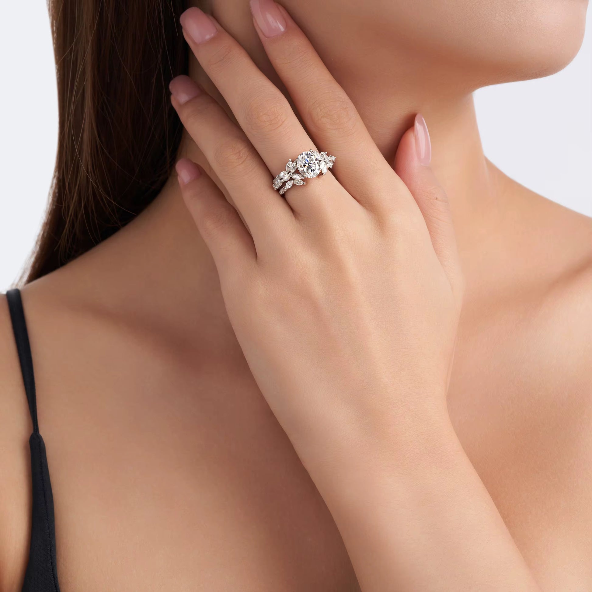 LUCKY 2 Carat Oval Moissanite Ring Set in Sterling Silver