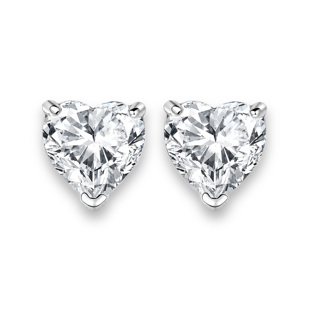 GLORI Heart Cut Moissanite Stud Earrings – 3 Carat Each (9mm)