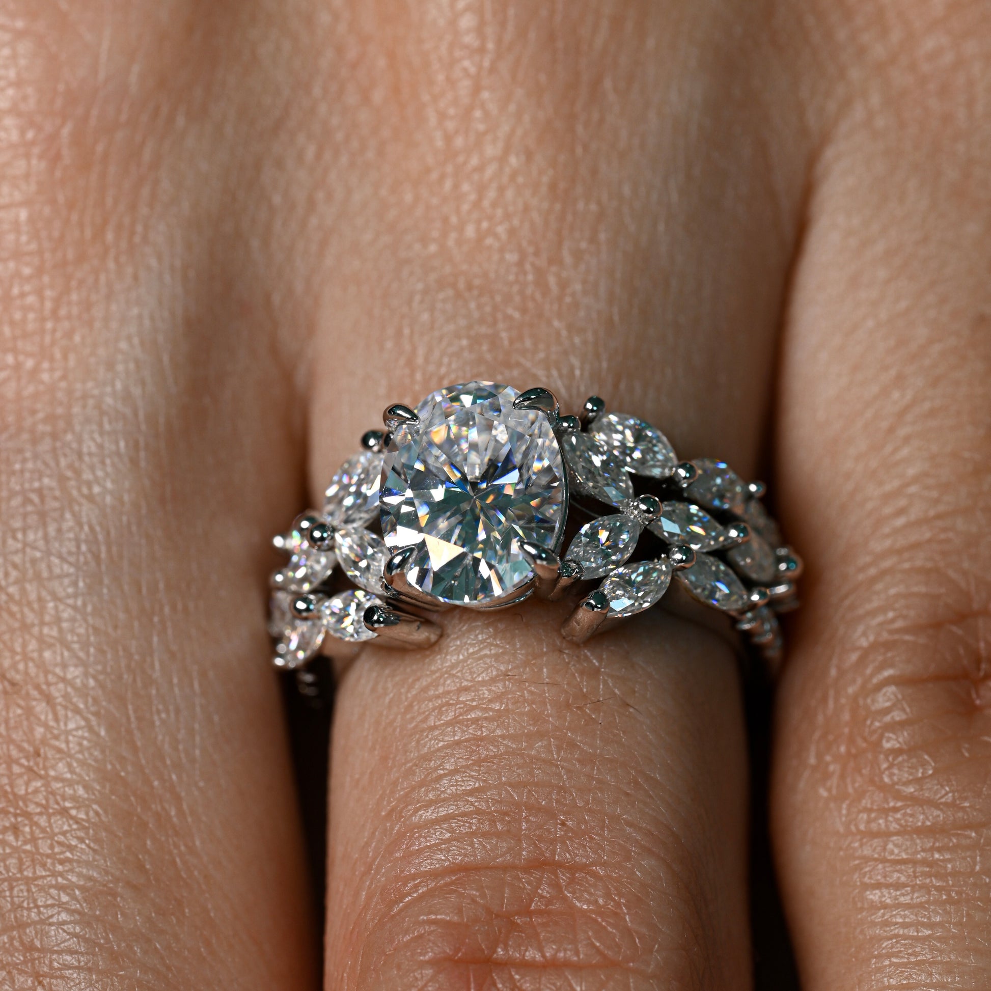LUCKY 2 Carat Oval Moissanite Ring Set in Sterling Silver