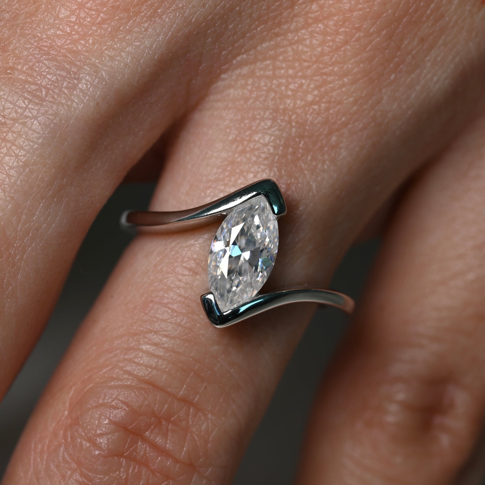ERIKA 1 Carat Marquise-Cut Moissanite Ring in Sterling Silver