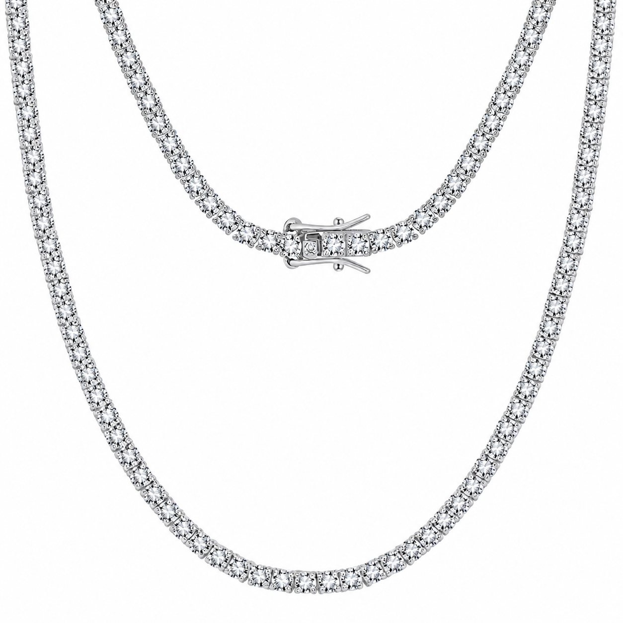 ROSE Moissanite Necklace 0.3ct - 4mm width | Moissanite | Sterling Silver | 16 inches