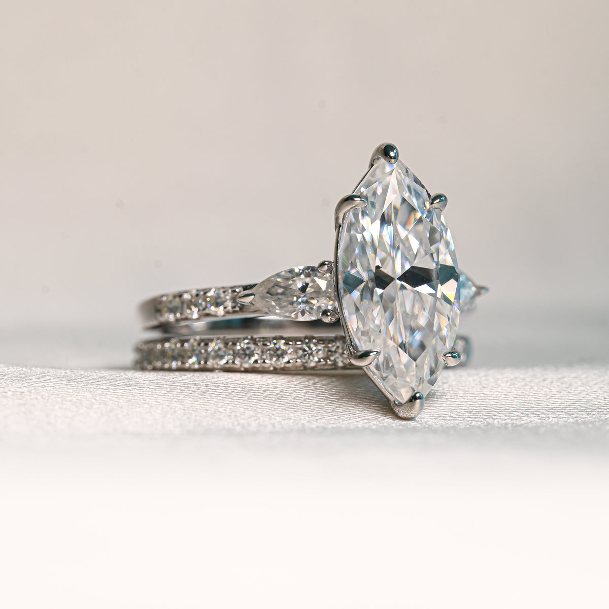 FATIMA 3 Carat Marquise Cut Moissanite Ring set in Sterling Silver