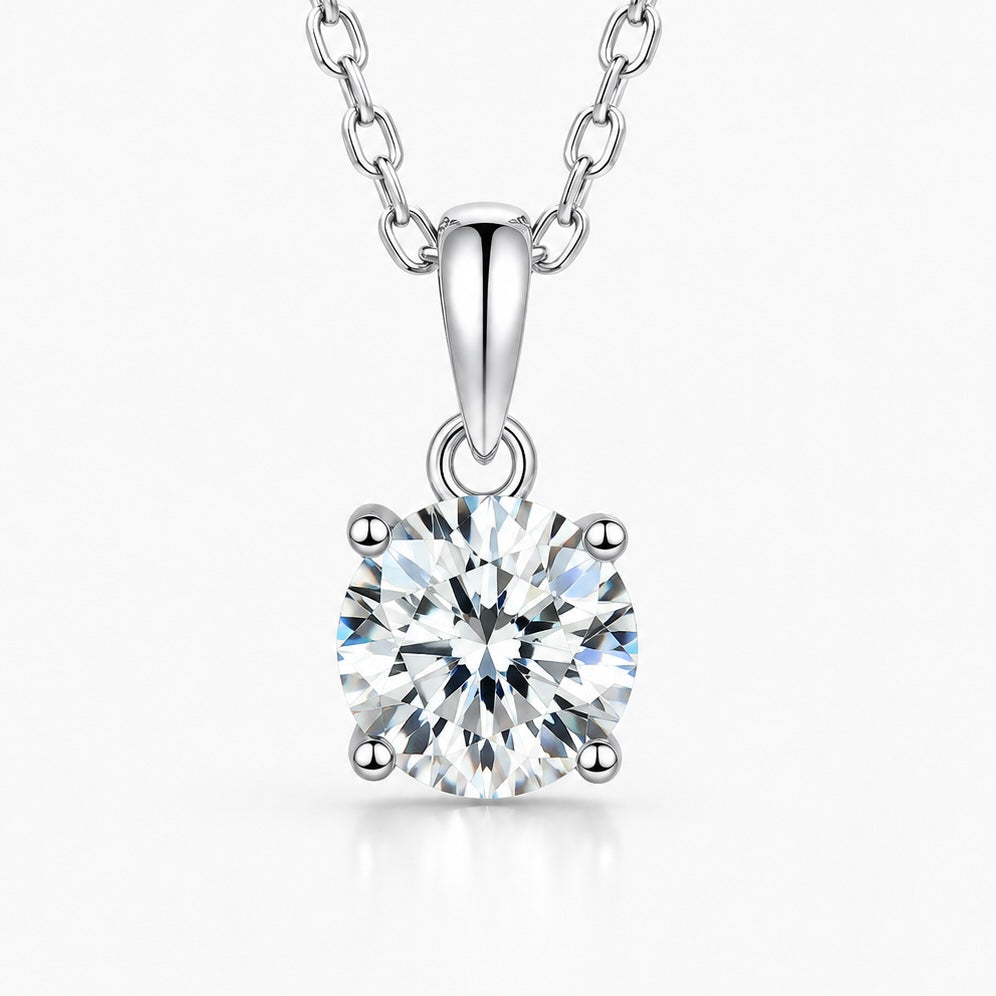AURORA 5ct Round Cut Moissanite Necklace in Sterling Silver
