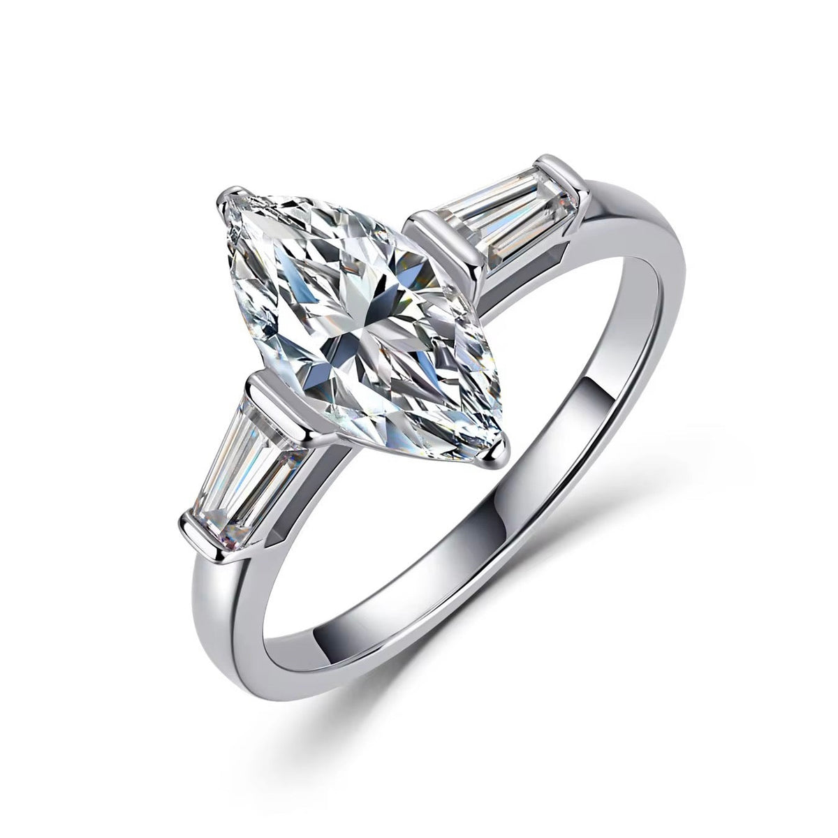 SANDY 2 Carat Marquise-Cut Moissanite Ring in Sterling Silver