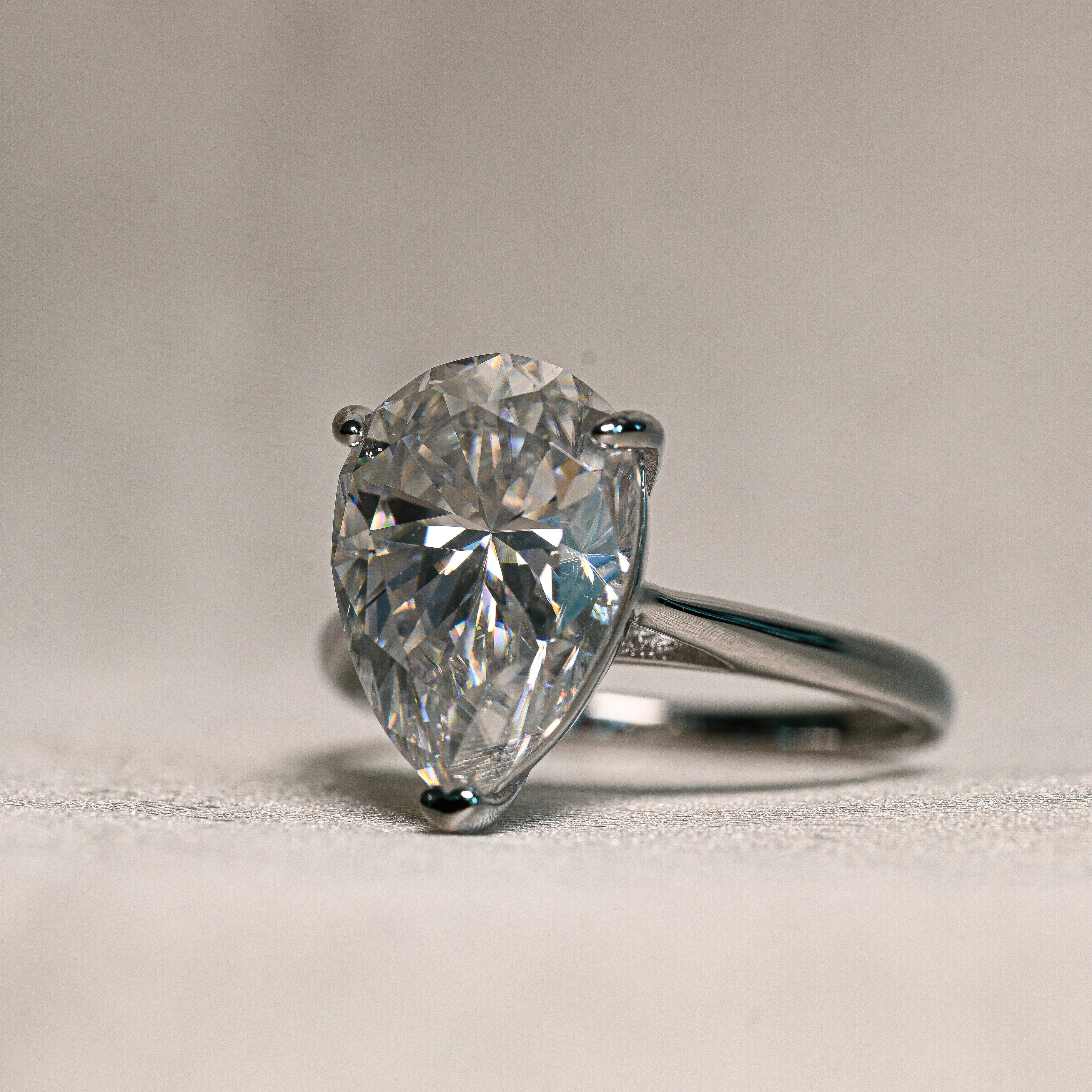 AMAL 5 Carat Pear-Cut Moissanite Ring in Sterling Silver