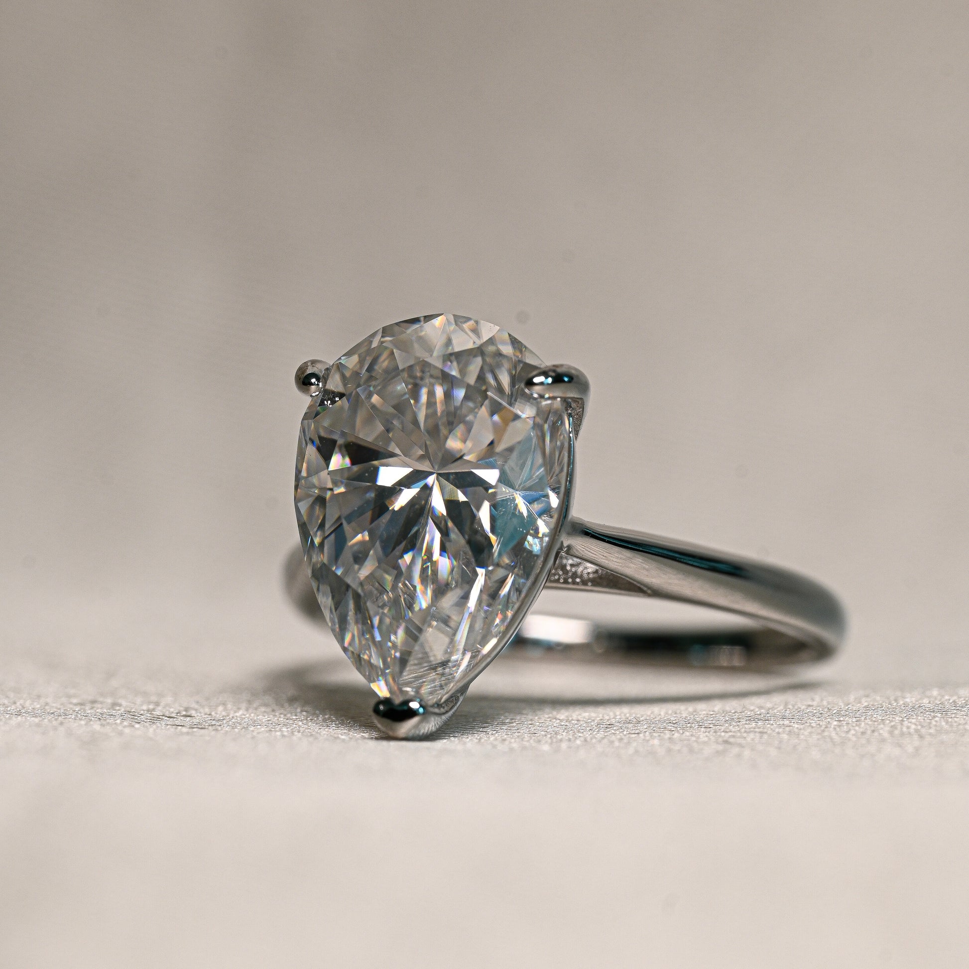 AMAL 5 Carat Pear-Cut Moissanite Ring in Sterling Silver