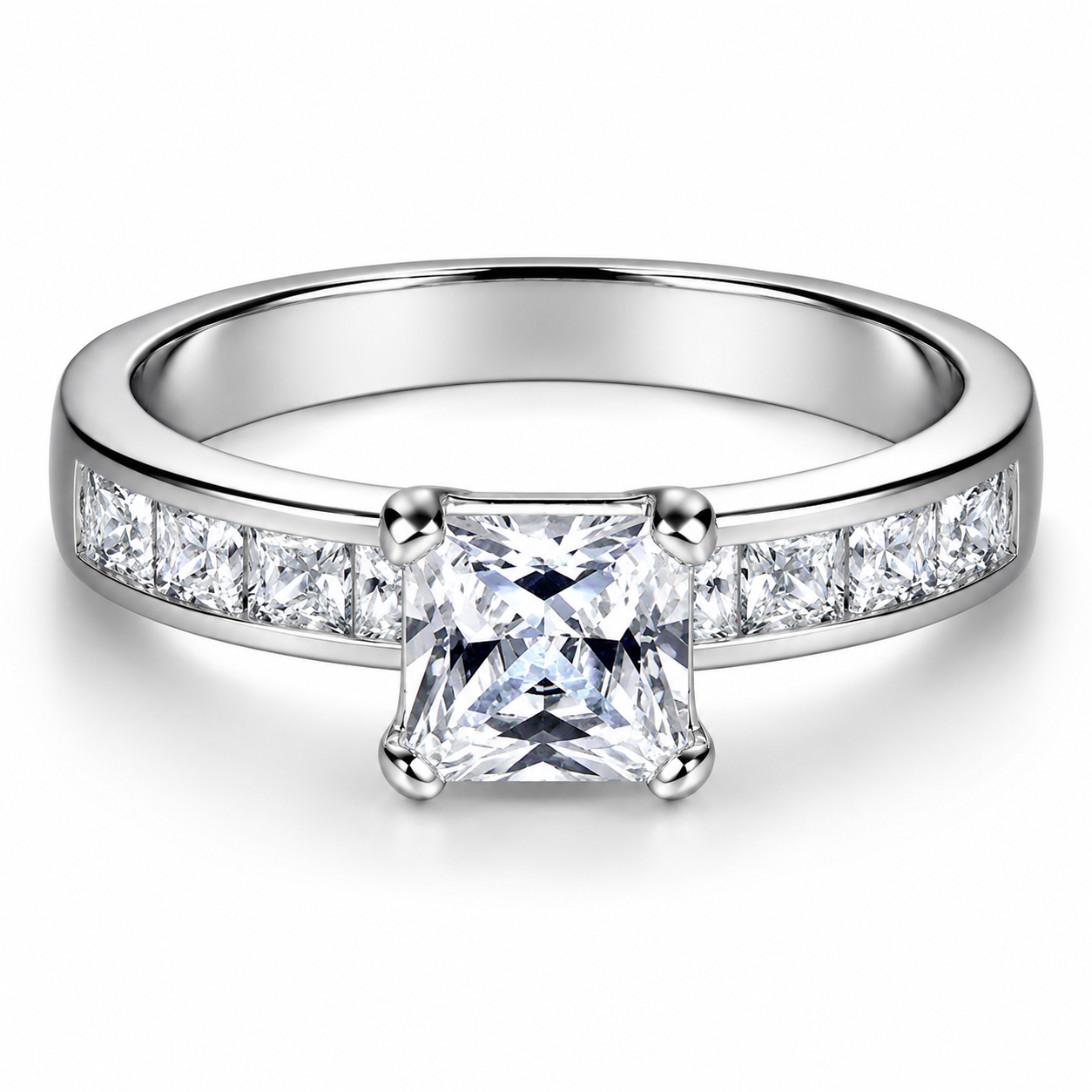 RAYA 1 Carat Asscher-Cut Moissanite Ring in Sterling Silver