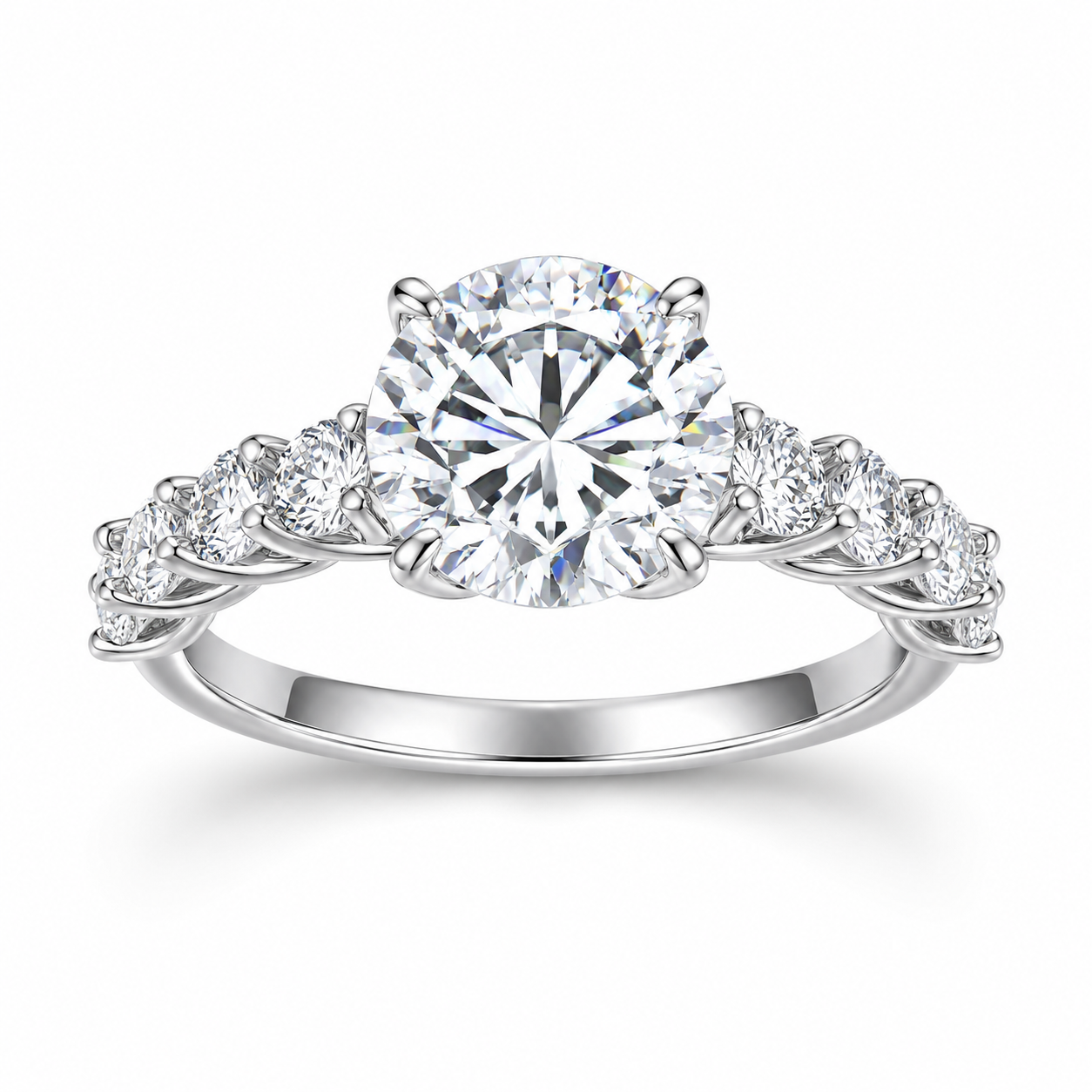 YASMEEN 3 Carat Round Brilliant Moissanite Ring in Sterling Silver