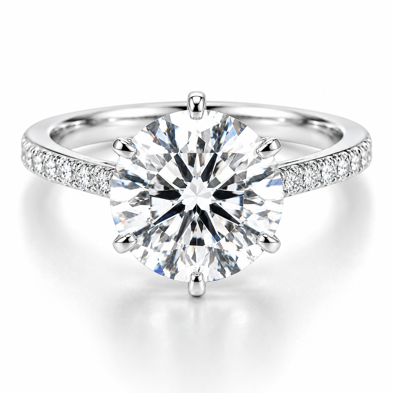 ANGELICA 5 Carat Round Brilliant Moissanite Ring in Sterling Silver