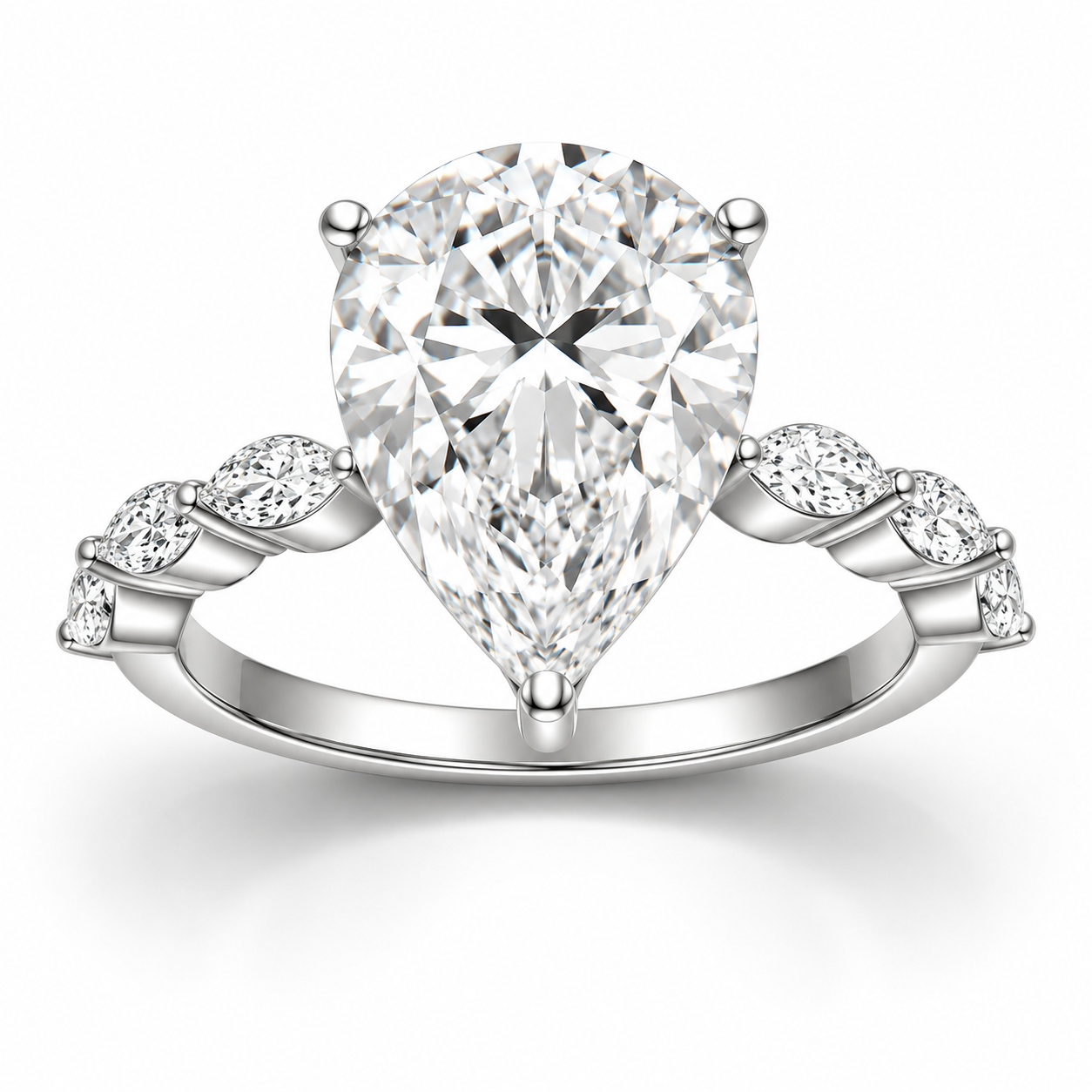 KAYLA 5 Carat Pear-Cut Moissanite Ring in Sterling Silver