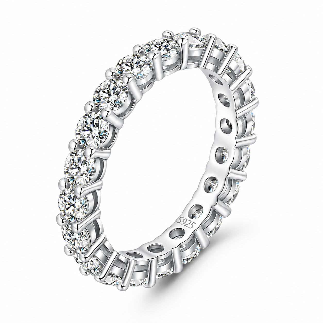 HAIFA 0.1 ct (3 mm) Full-Stone Moissanite Band in Sterling Silver