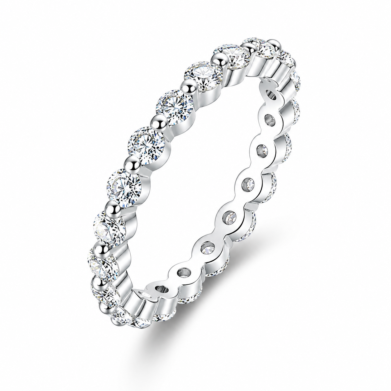 KATRINA 0.06 ct (2.5 mm) Full Eternity Moissanite Band in Sterling Silver