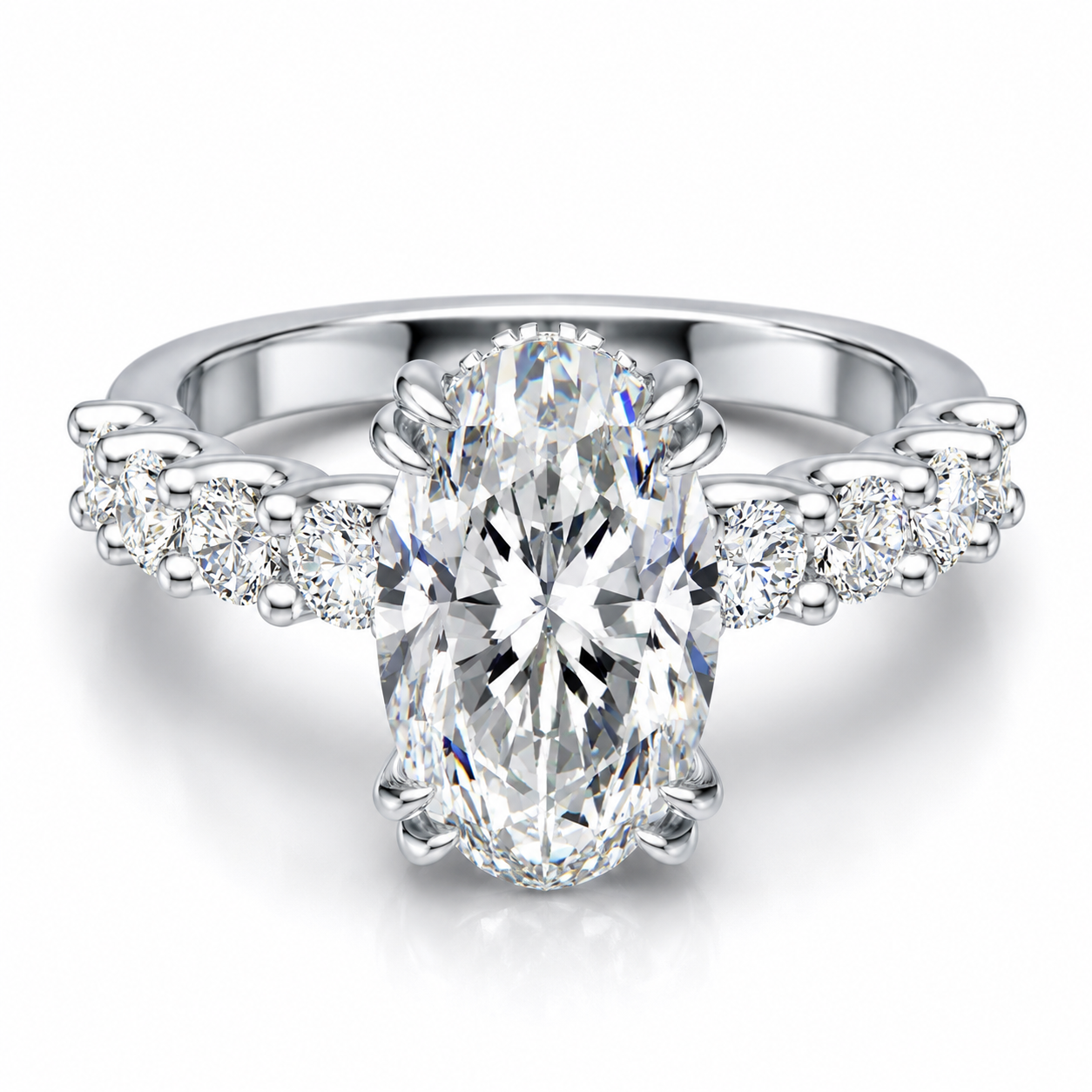 LINDA 4 Carat Oval-Cut Moissanite Ring in Sterling Silver