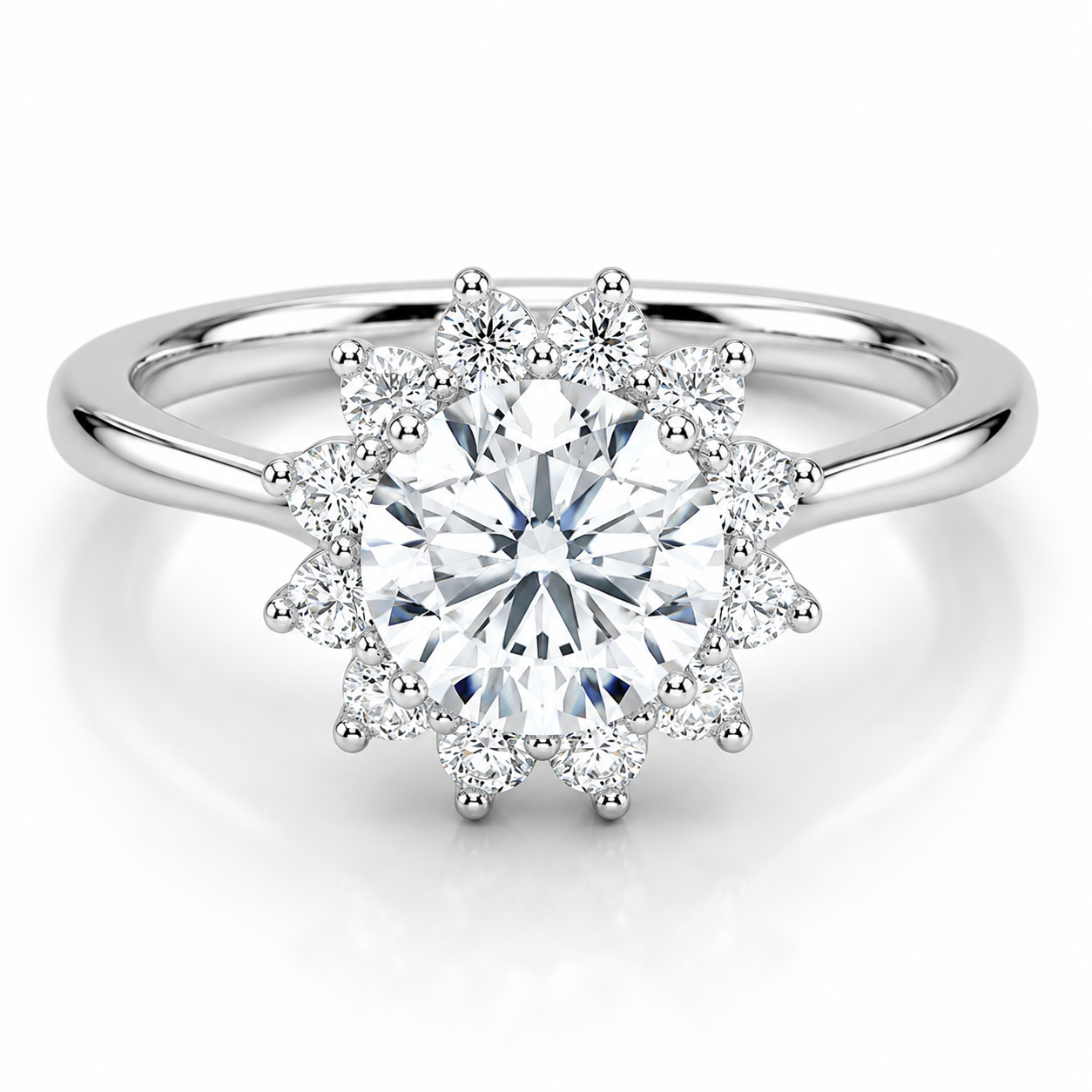 ZAYN 1 Carat Round-Cut Moissanite Flower Ring in Sterling Silver