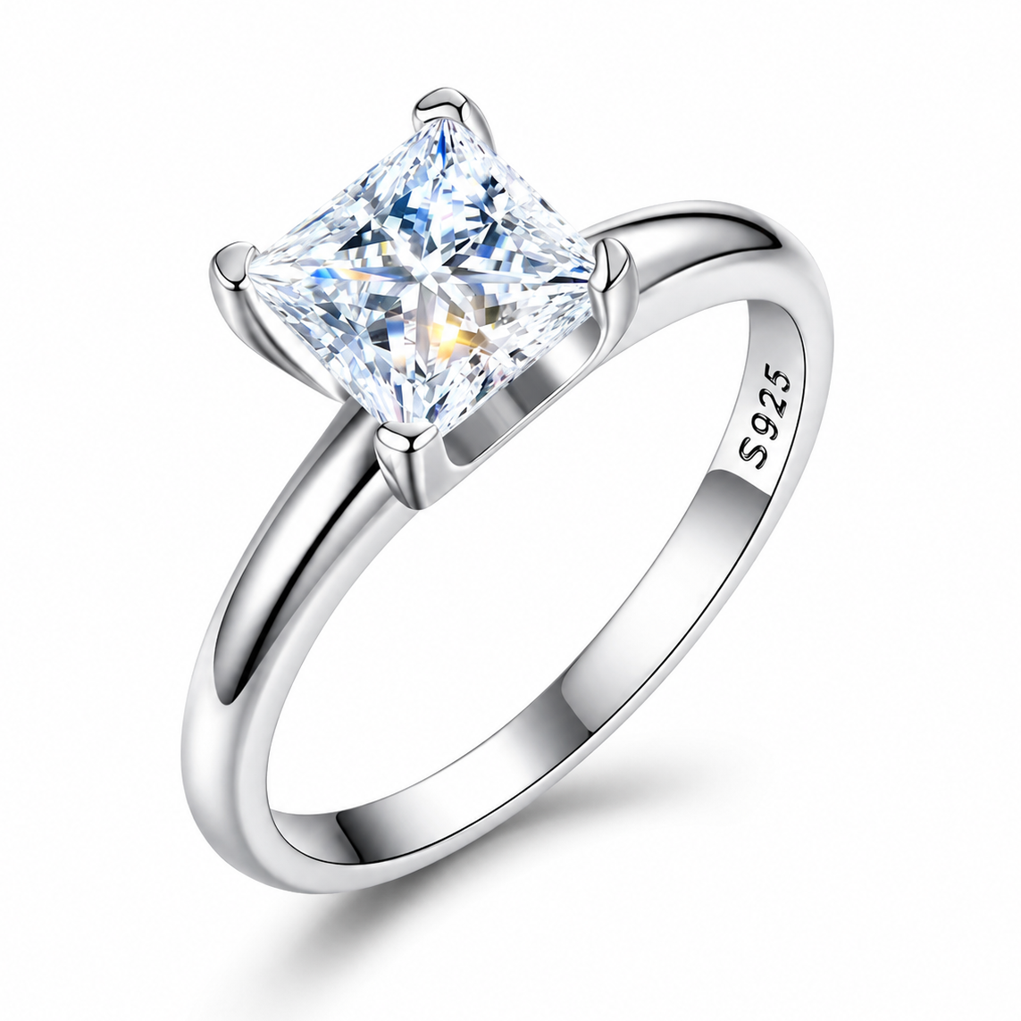 MUNA 1.2 Carat Princess-cut Moissanite Ring in Sterling Silver