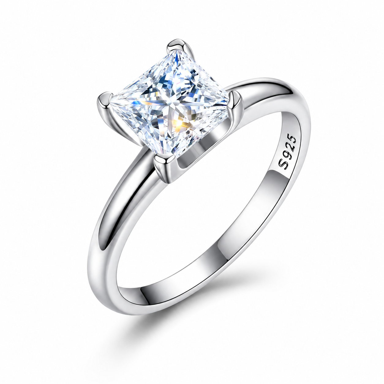 MUNA 1.2 Carat Princess-cut Moissanite Ring in Sterling Silver