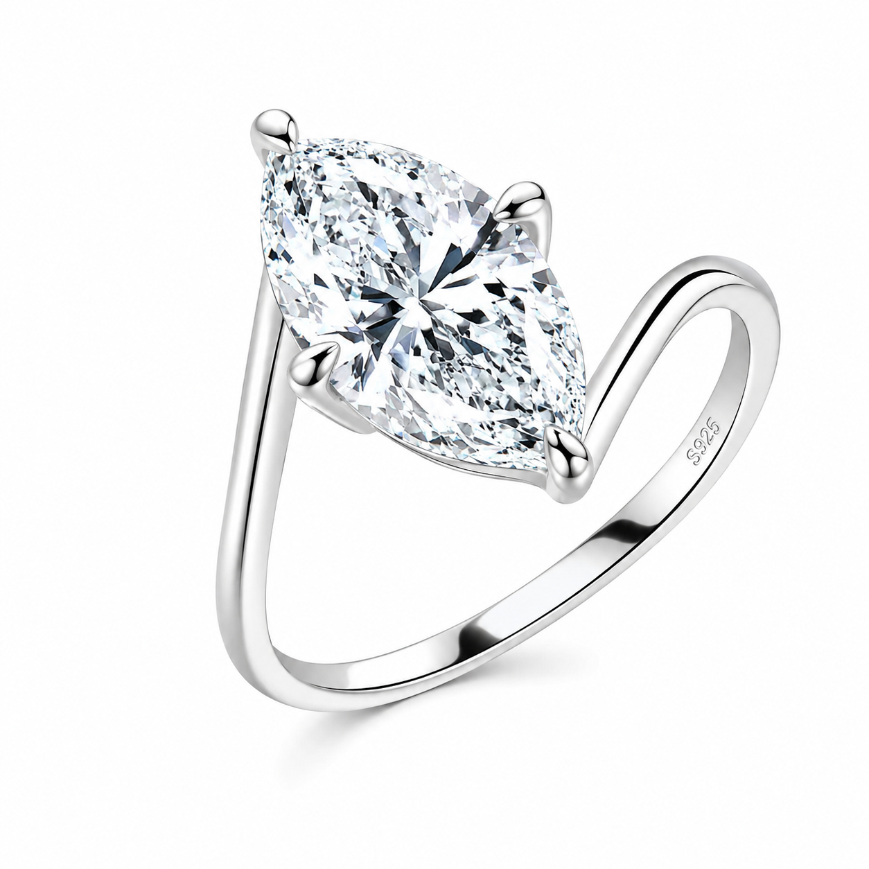GEMMA 3 Carat Marquise-Cut Moissanite Ring in Sterling Silver