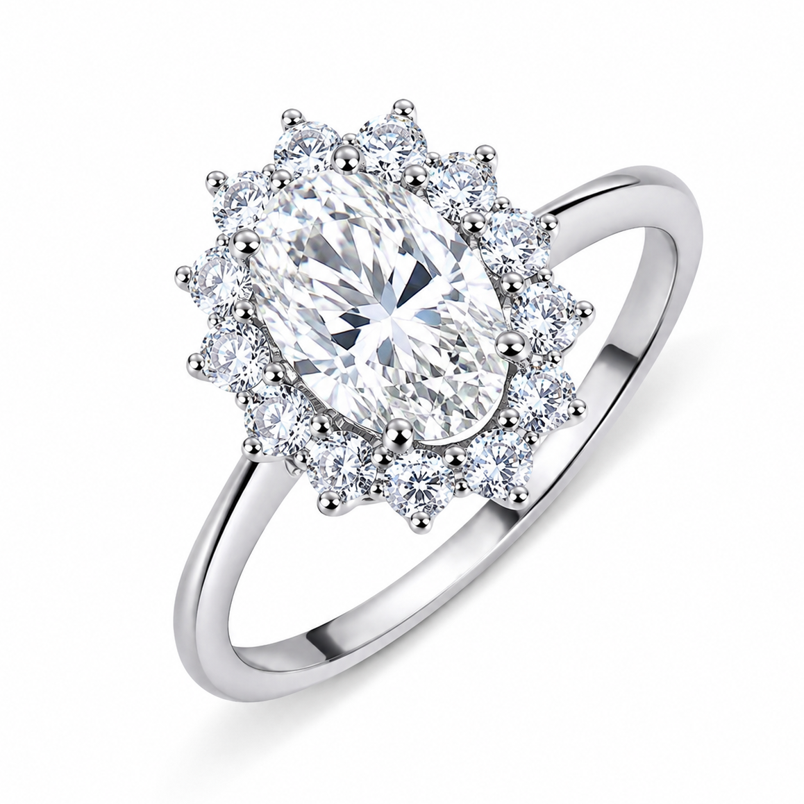 ROSALIE 2 Carat Oval Moissanite Ring Set in Sterling Silver