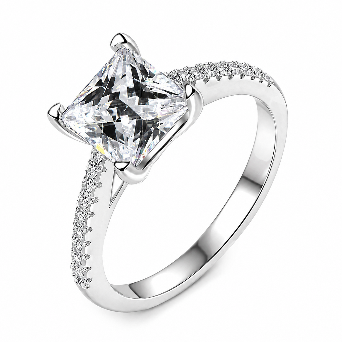 CARMELIA 2 Carat Princess-cut Moissanite Ring in Sterling Silver
