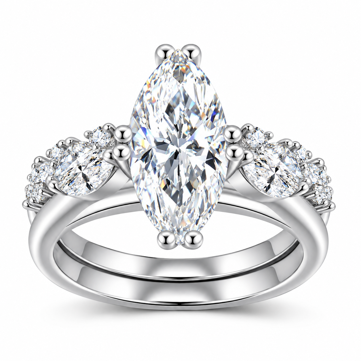 MARGARET 3 Carat Marquise Cut Moissanite Ring set in Sterling Silver