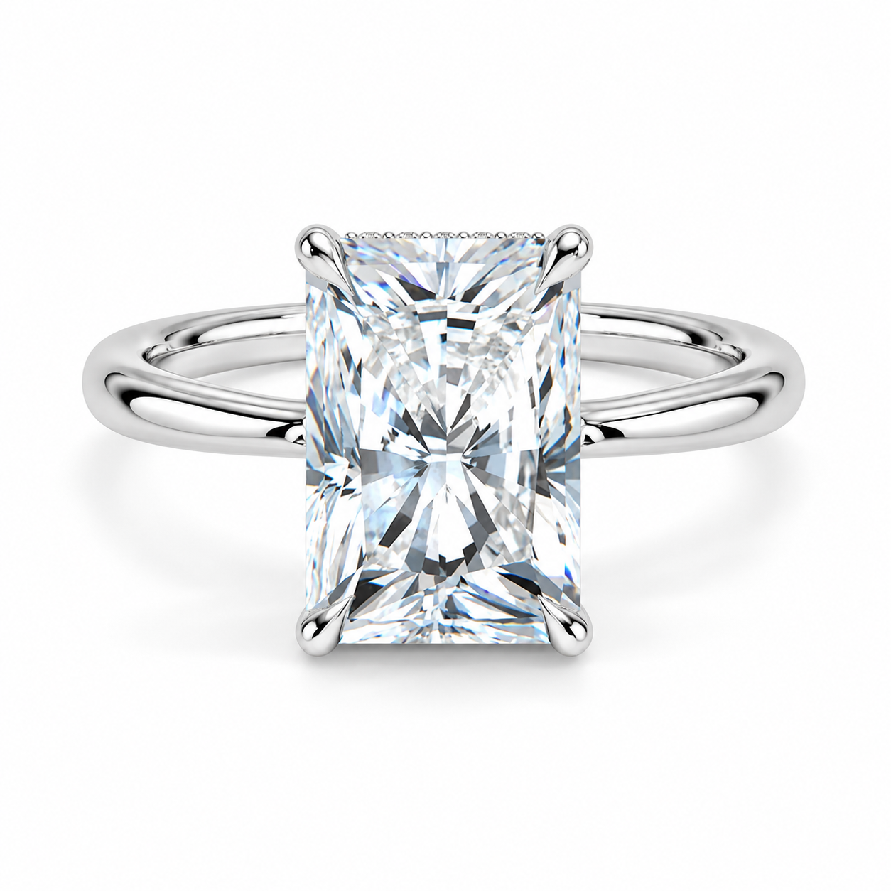 AGATA 3 Carat Radiant-Cut Moissanite Ring in Sterling Silver