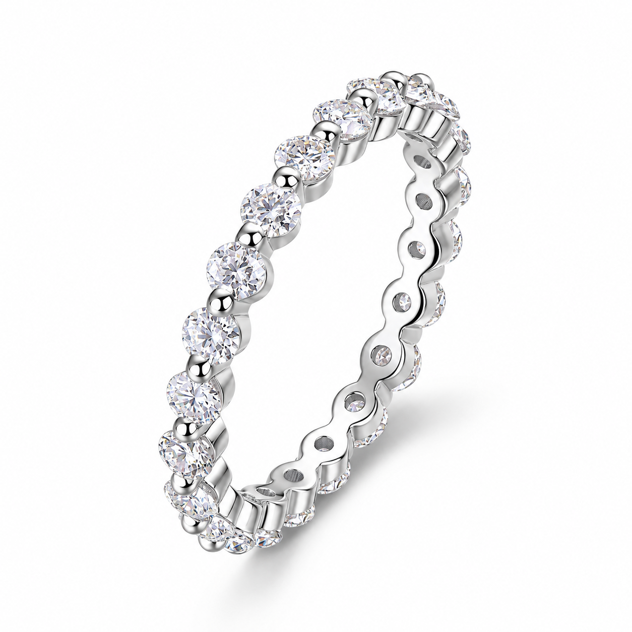 KATRINA 0.06 ct (2.5 mm) Full Eternity Moissanite Band in Sterling Silver