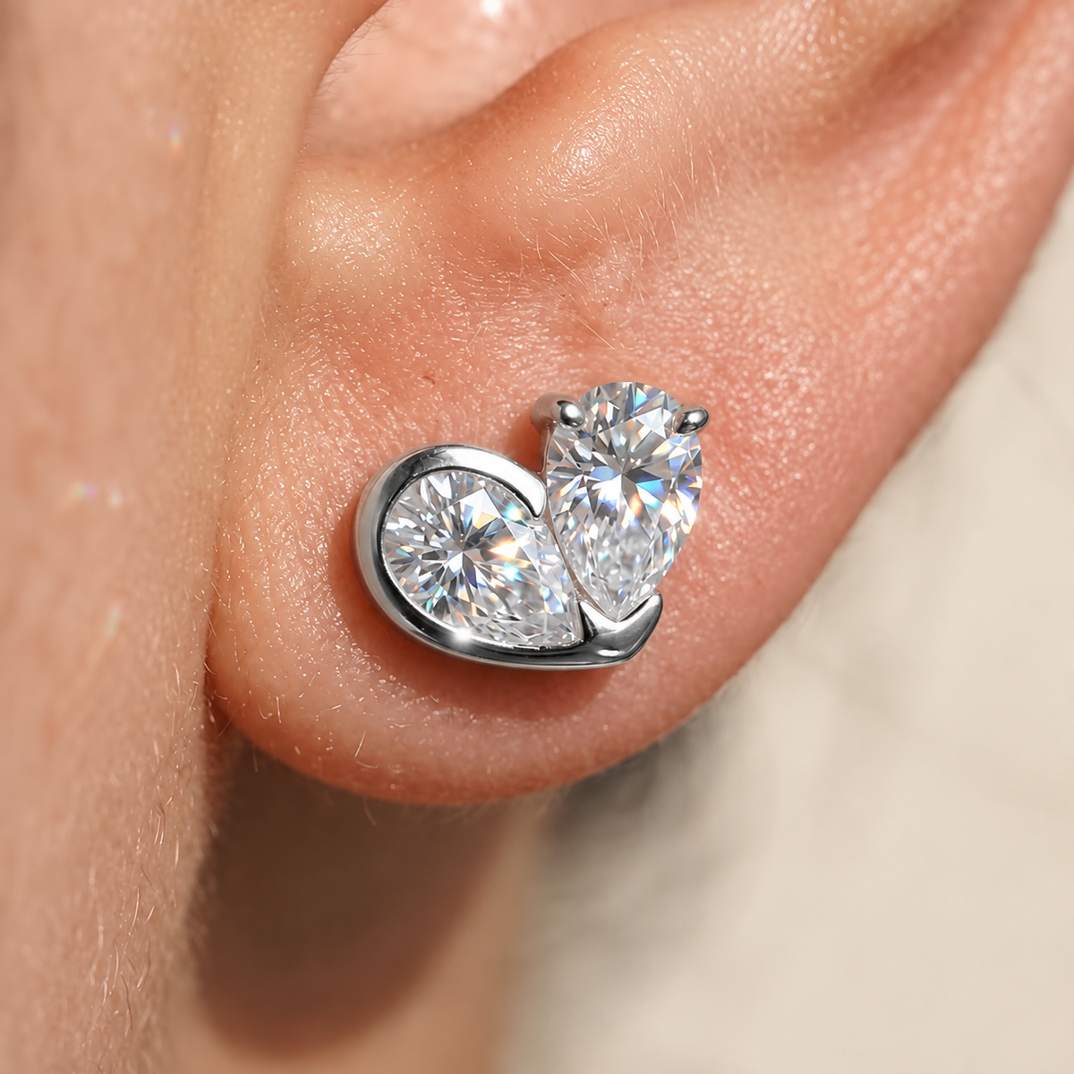SOPHIE Pear Cut Moissanite Stud Earrings – 0.5 Carat Each