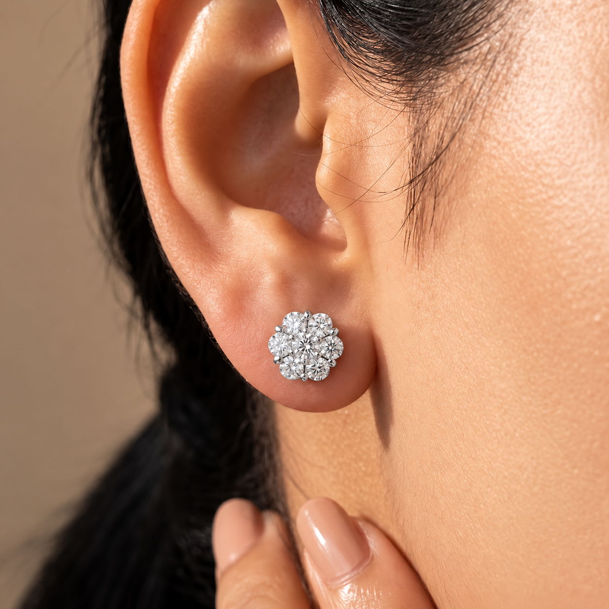 MEL Round Cut Moissanite Stud Earrings – 0.053 Carat (2.3mm)