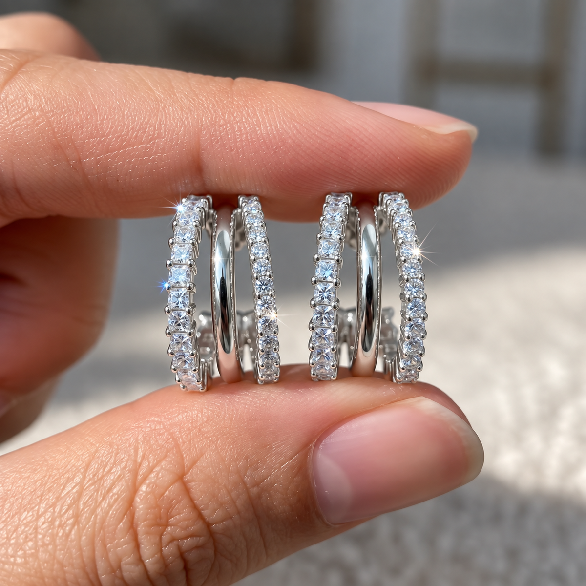 ESTELLE Princess & Round Cut Moissanite Stud Earrings