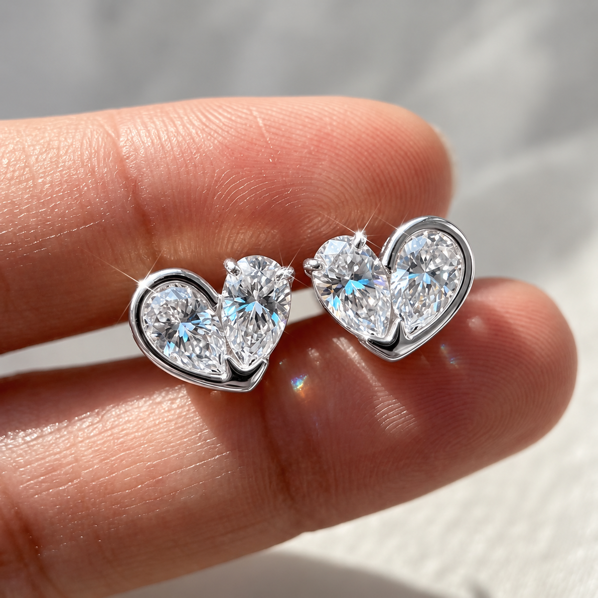 SOPHIE Pear Cut Moissanite Stud Earrings – 0.5 Carat Each