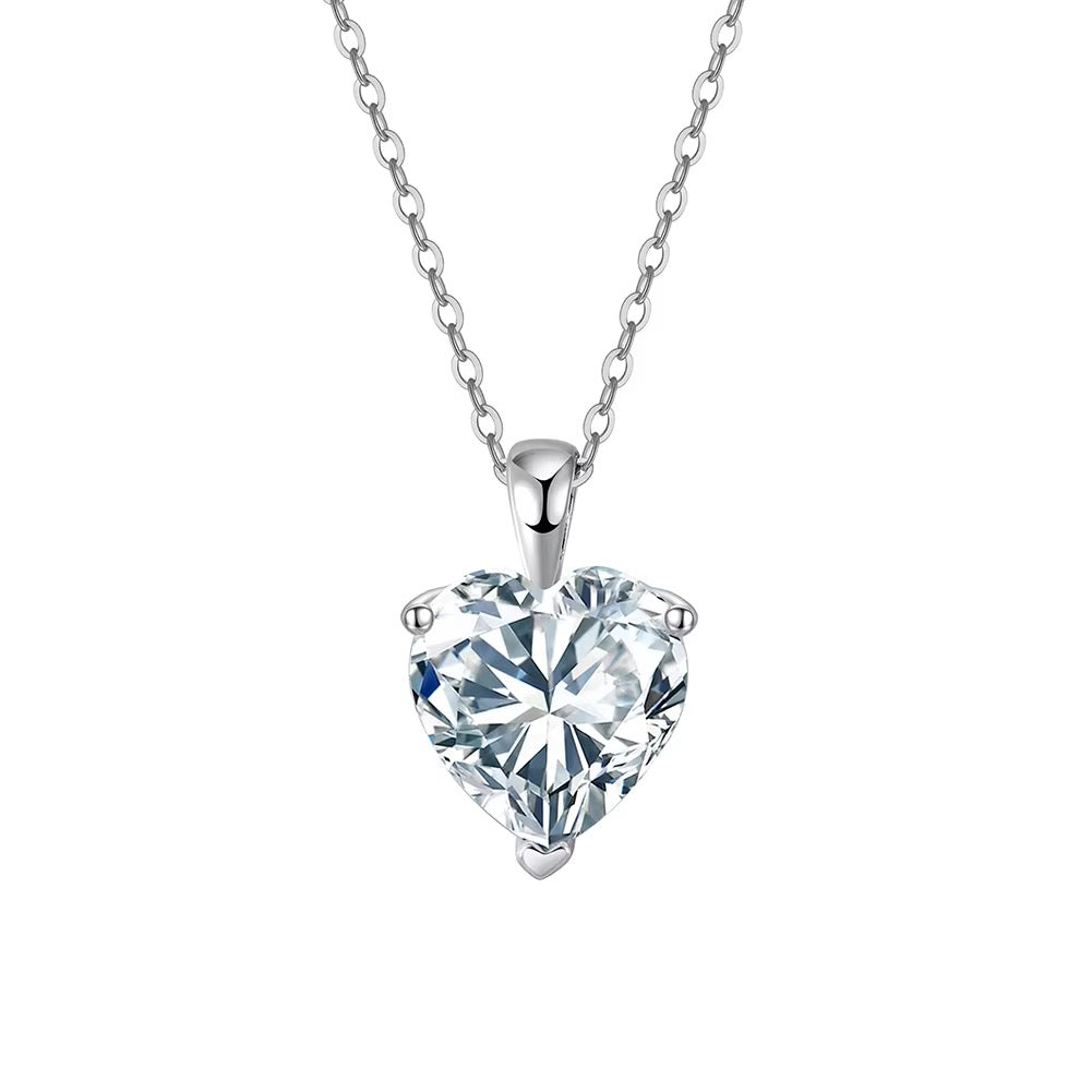 MIAH Heart Cut 4ct Moissanite Necklace in Sterling Silver