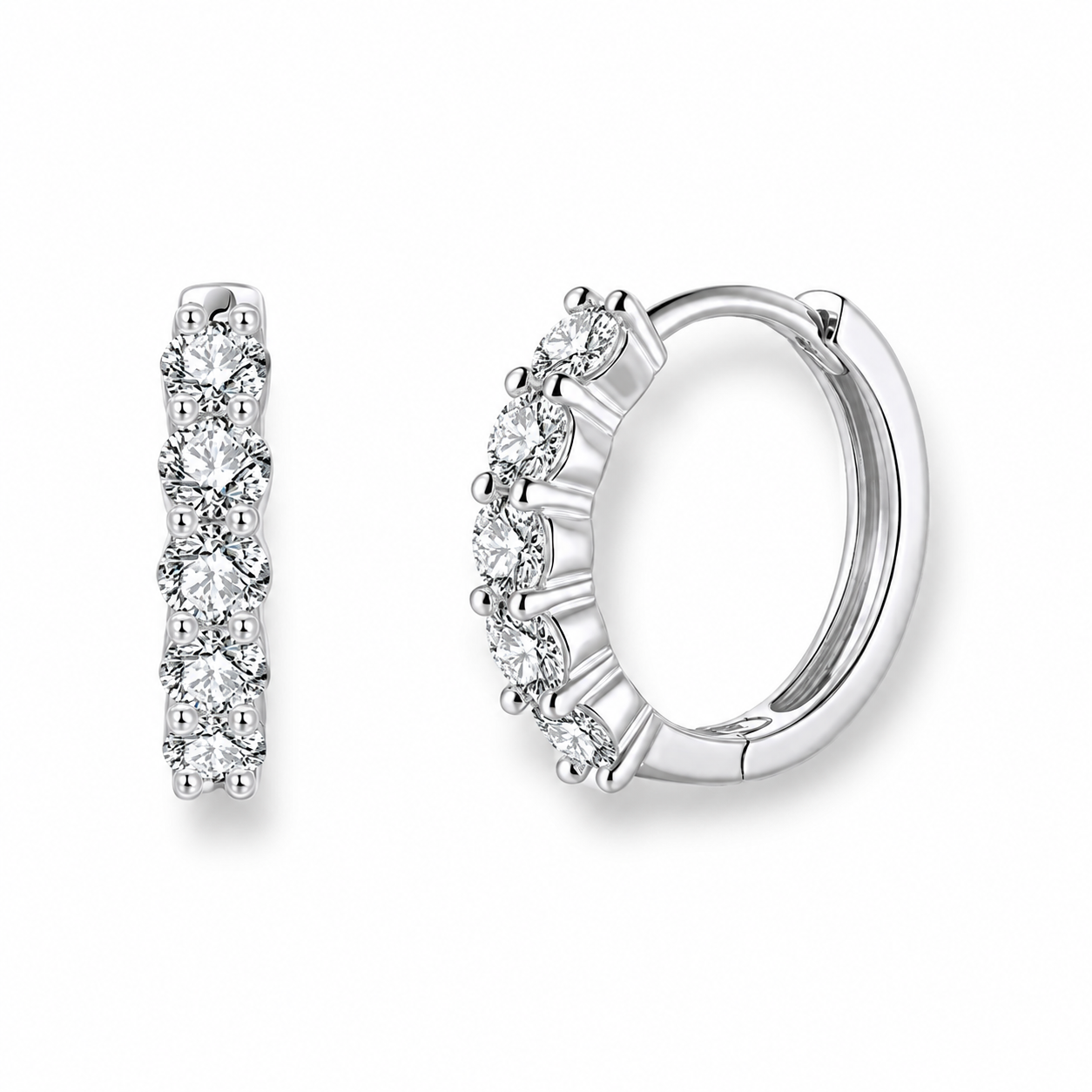 MONICA Round Cut Moissanite Stud Earrings – 0.1 Carat Each (3mm)