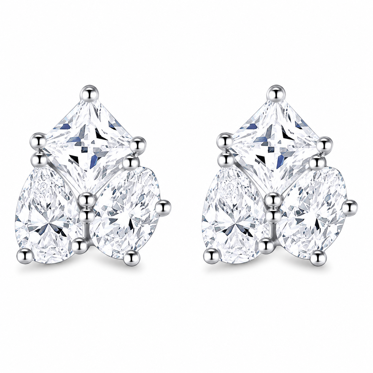 LAVINIA Moissanite Earrings - Oval cut, Princess cut & Pear cut