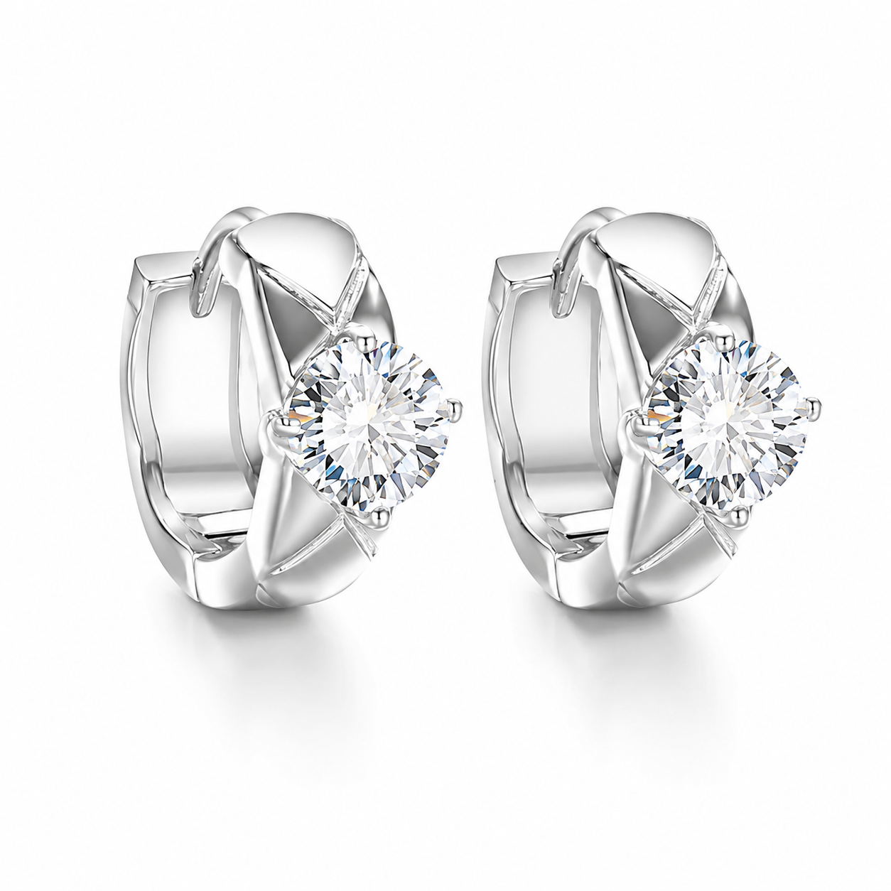 TISSIE Round Cut Moissanite Stud Earrings – 0.5 Carat Each (5mm)