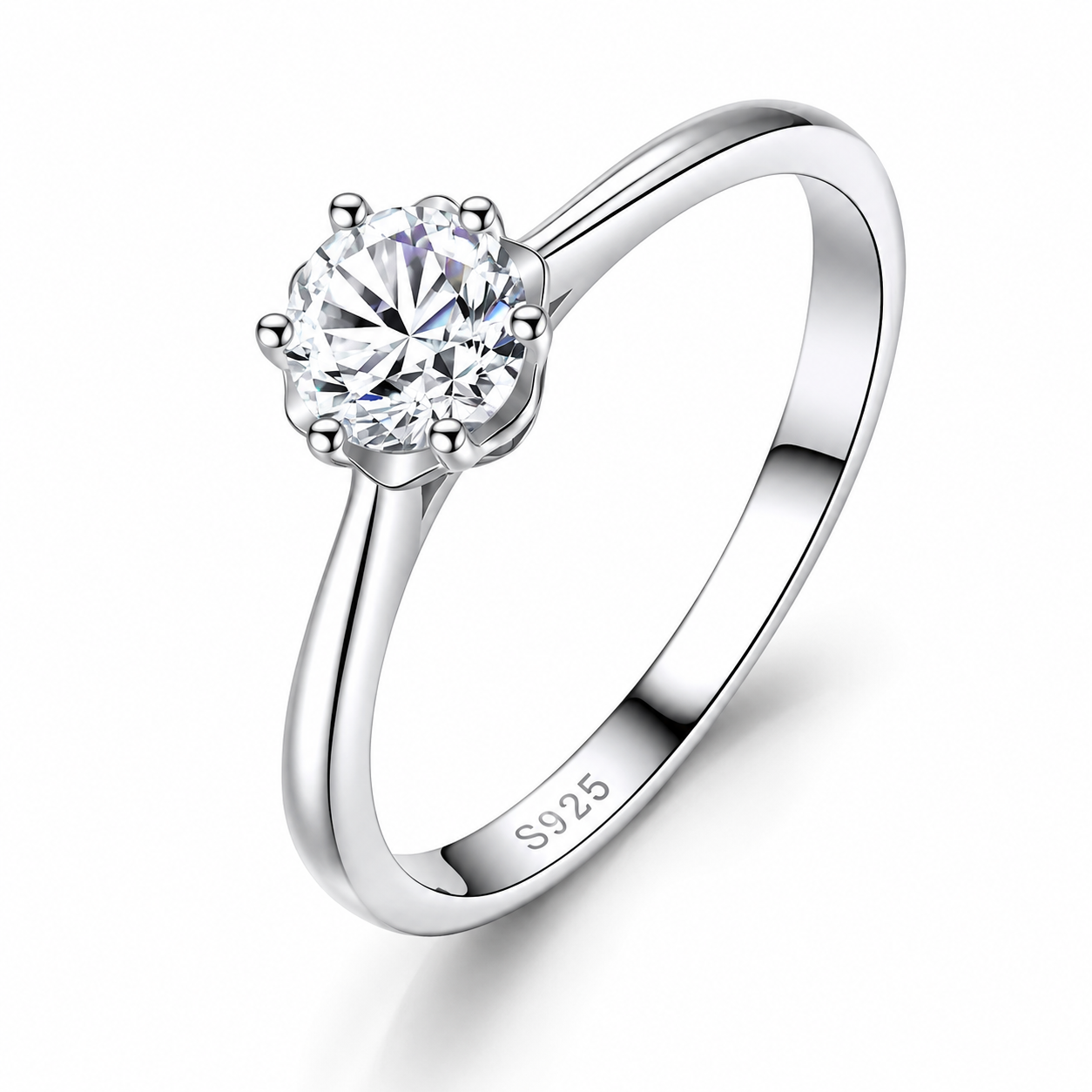 AMANDA 0.5 Carat Round Brilliant Moissanite Ring in Sterling Silver