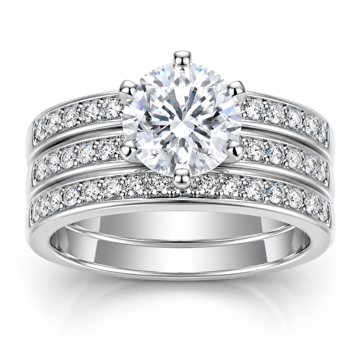 SAFIYA 2 Carat Round-Cut Moissanite Ring Set in Sterling Silver