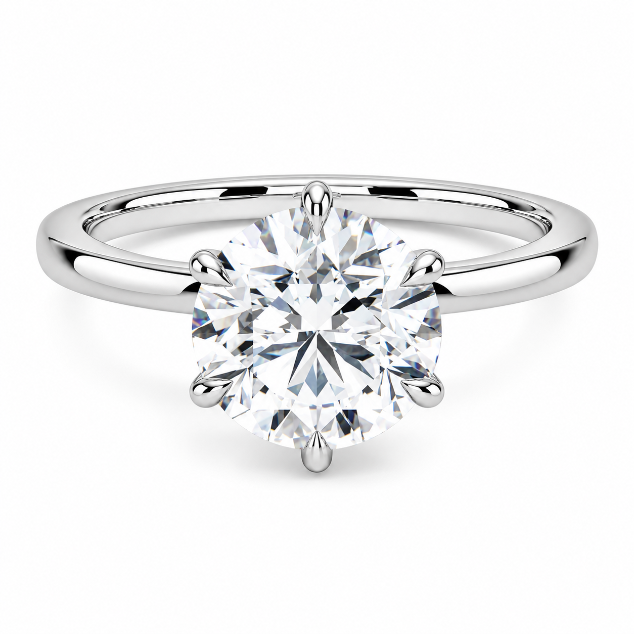 DOLLY 2 Carat Round Brilliant Moissanite Ring in Sterling Silver