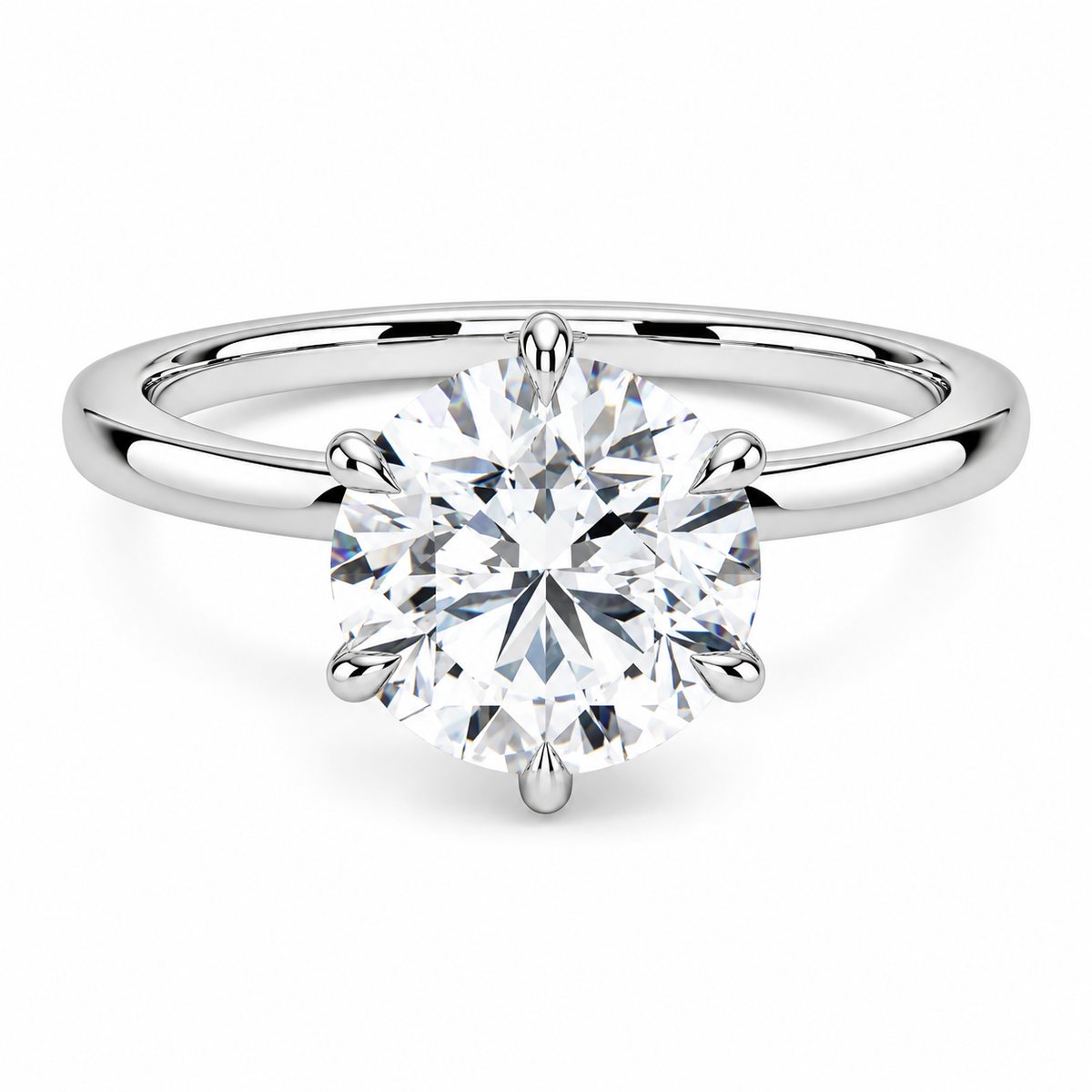 DOLLY 2 Carat Round Brilliant Moissanite Ring in Sterling Silver