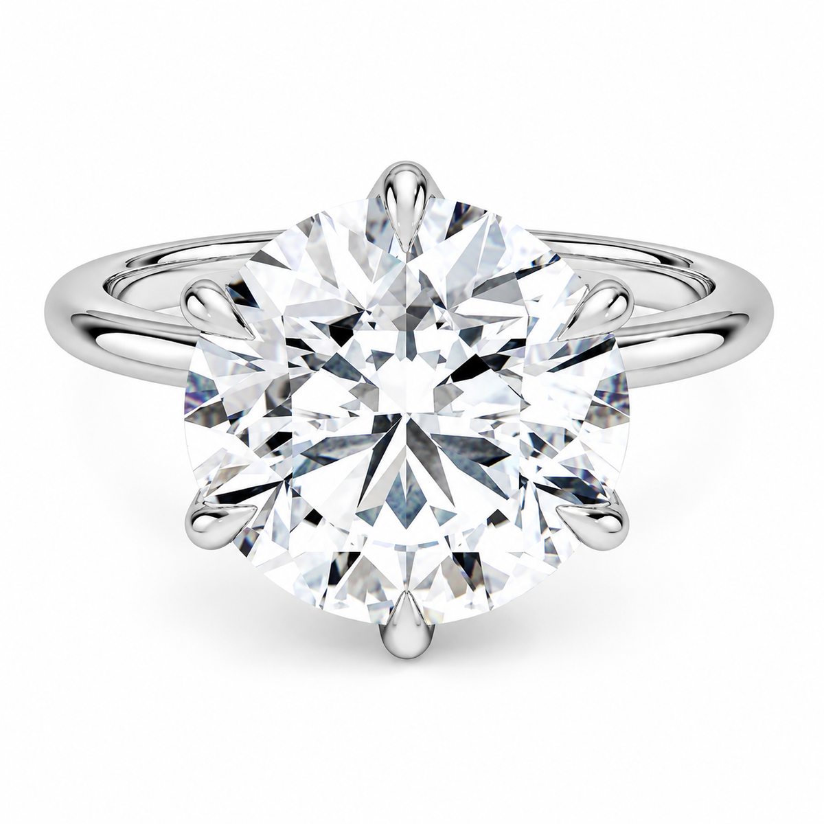 CAROL 5 Carat Round Brilliant Moissanite Ring in Sterling Silver