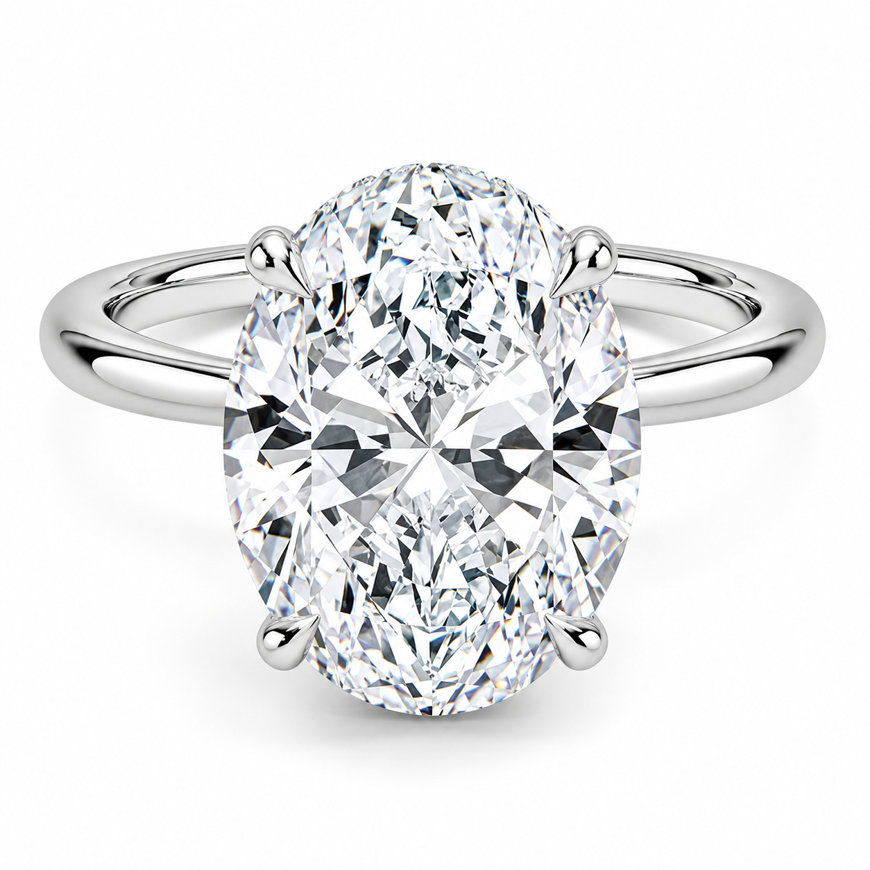 LUXE 11x9mm Oval-Cut  Moissanite Ring in Sterling Silver