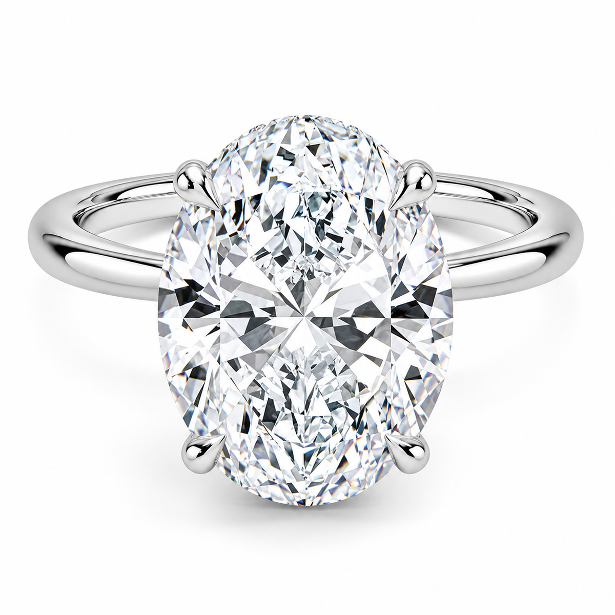 LUXE 11x9mm Oval-Cut  Moissanite Ring in Sterling Silver