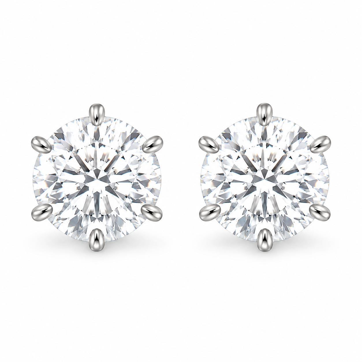 ZAFIRA Round Cut Moissanite Stud Earrings – 3 Carat Each (9mm)