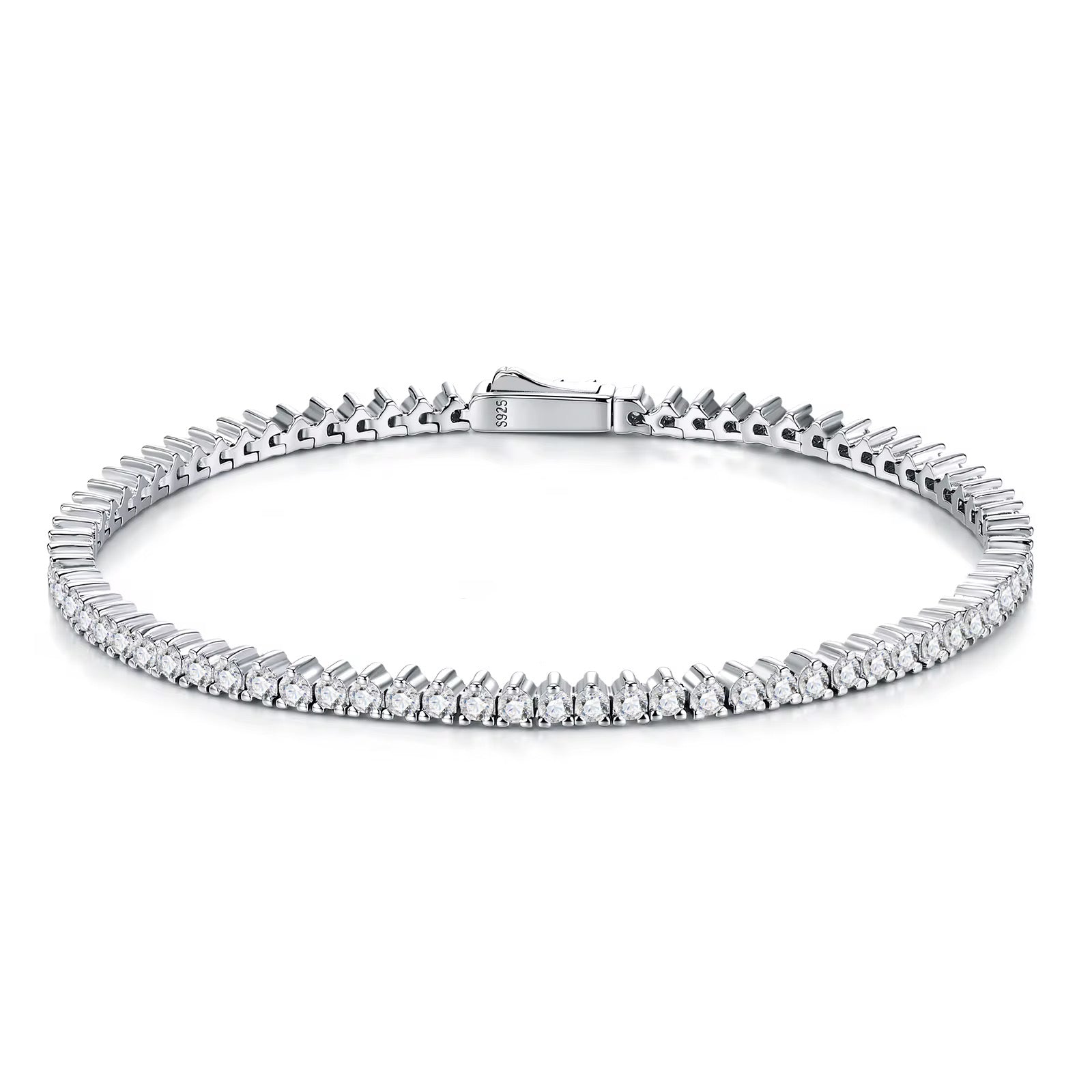 PRIYANKA 0.03 Carat Moissanite Bracelet (2mm) – 6.5 Inches | Sterling Silver Bracelet