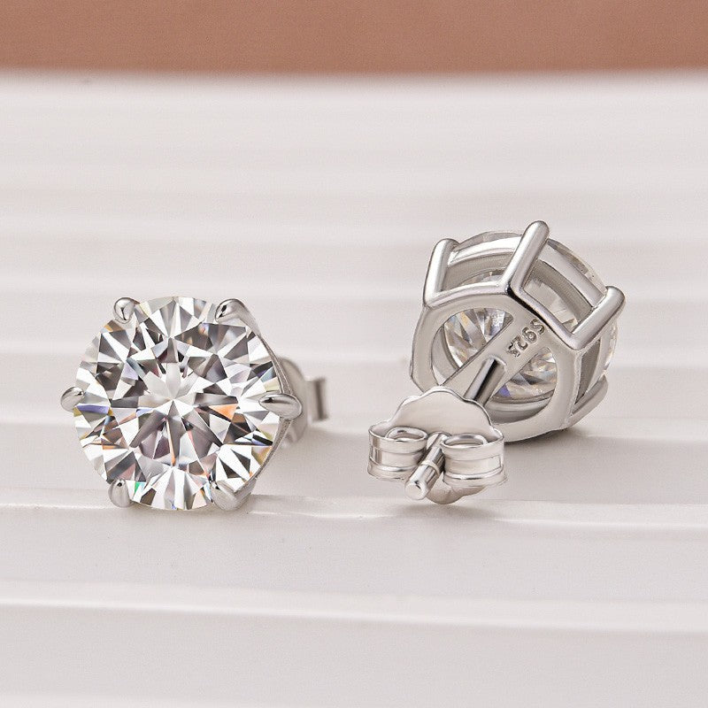 SARAH Moissanite Earrings 5ct - Round Shape | Moissanite