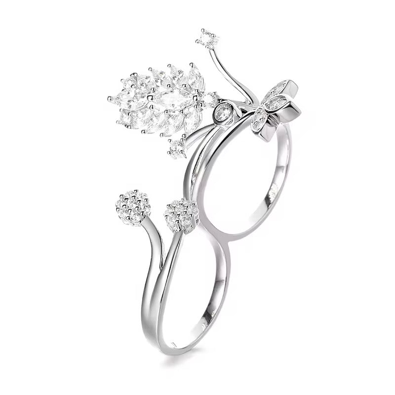 FLORAL Double  Moissanite Ring 0.3ct