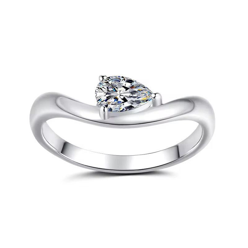 ROMANA 0.5 Carat Pear-Cut Moissanite Ring in Sterling Silver